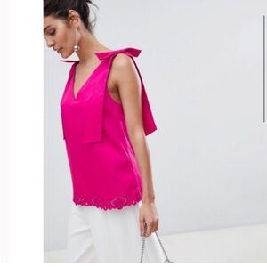 NWT Ted Baker Daynaa Bow Shoulder Pink Top sz 2